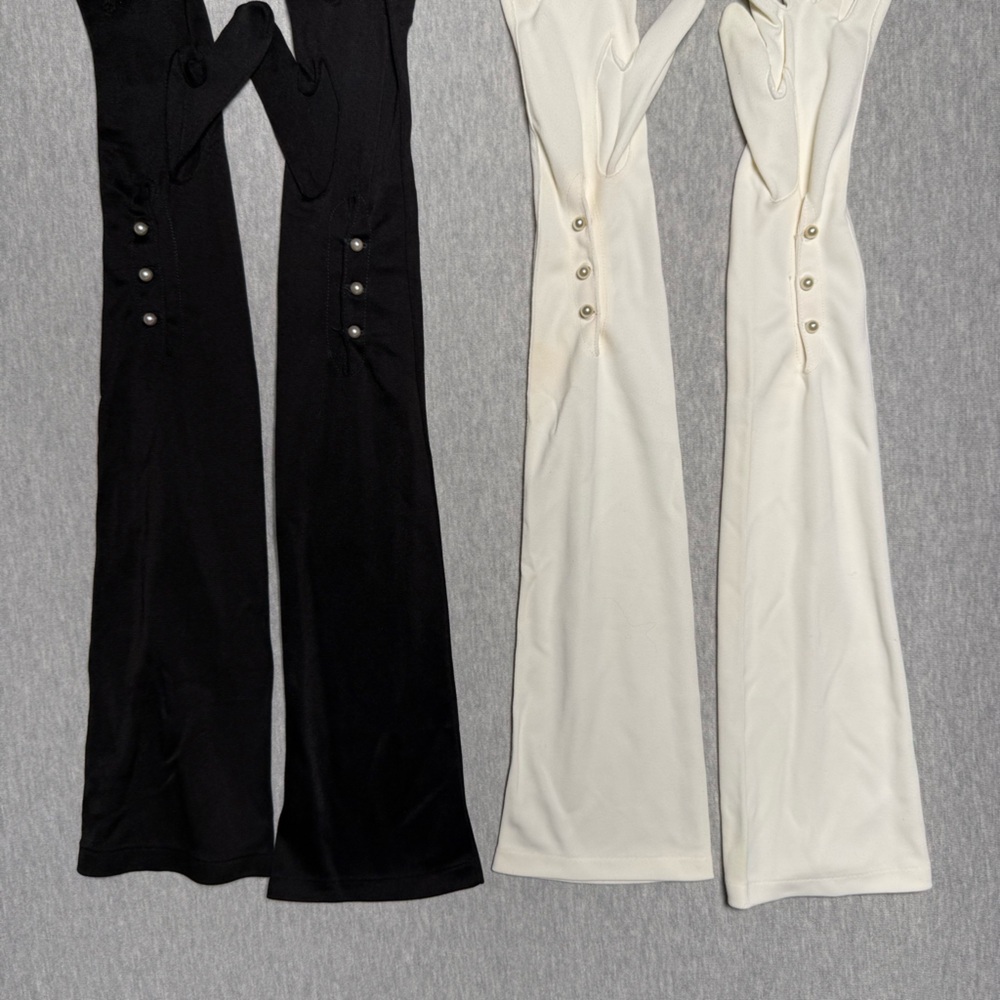 Van Raalte Vintage (50s-60s) Formal Opera Length Pearls White & Black Gloves - Picture 4 of 16